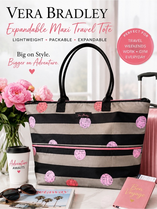 Vera Bradley Handbags - Vera Bradley Expandable Maxi Travel Tote in Havana Hot Spots| Pink Dots
